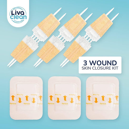 (3 CT) Zip Stitch Wound Closure Strips, Butterfly Kit Device for Skin Closing Adhesive Bandages