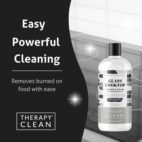 Therapy Glass Cooktop Cleaner Bundle with Microfiber Cloth - Glass Stove Top Cleaner and Polish for Ceramic, Electric