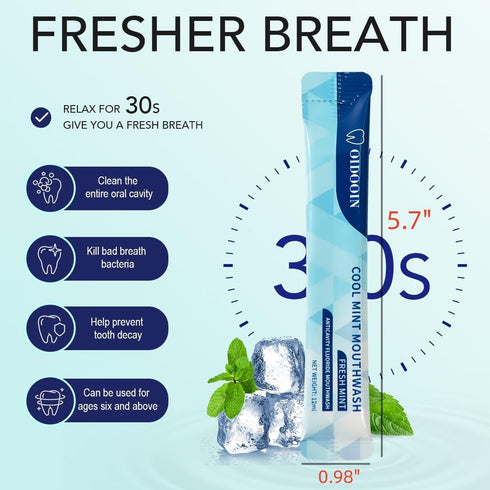 Travel Size MouthWash Packets, TSA Approved, Alcohol Free, Natural Ingredients for Bad Breath, 0.37 Fl OZ (Pack of 20)