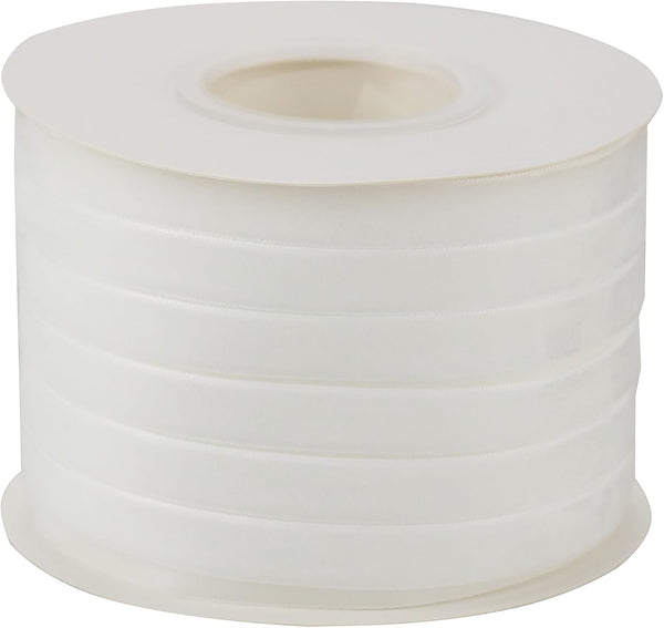 White Velvet Ribbon, 3/8 Inch, Single Face Thin Velvet for Gift Wrapping, Wedding, Hair Bows, Crafts, 25 Yards