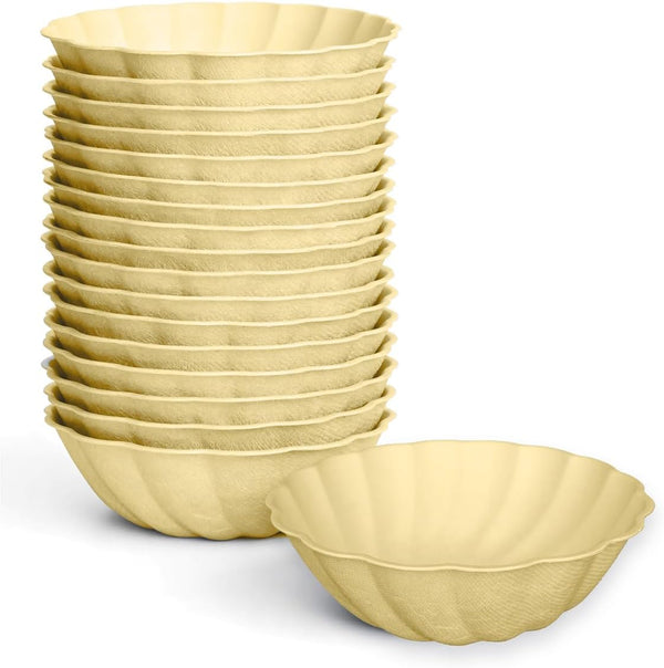 Hasdock 18 Count Macaron Color Sturdy Waterproof Disposable Petal Bowl 16OZ, Biodegradable Plant