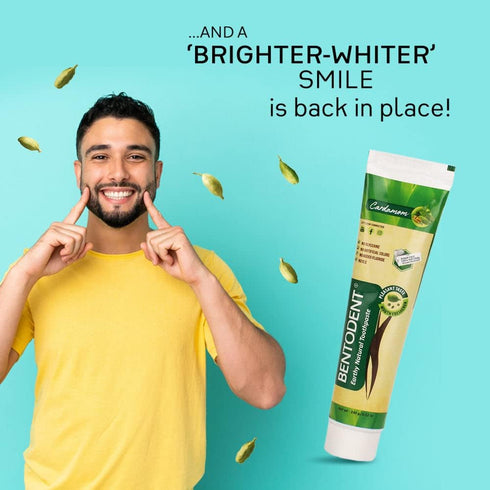 Pack 2) Bentodent Natural Toothpaste for Entire Family Incl Kids - SLS Free, Fluoride Free - Freshens Breath, Helps