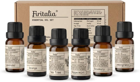 Natural Essential Oils Set - Pure Scents for Wellness: Lavender, Peppermint, Rosemary,