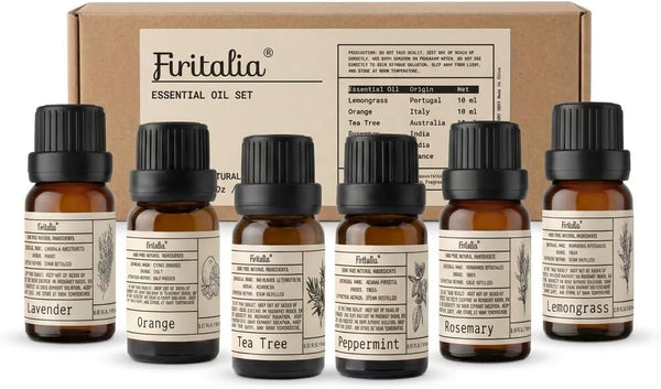 Natural Essential Oils Set - Pure Scents for Wellness: Lavender, Peppermint, Rosemary,