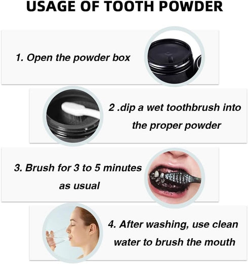 Activated Charcoal Teeth Whitening Powder, Natural Toothpaste Alternative, Organic Oral Care Set (1)
