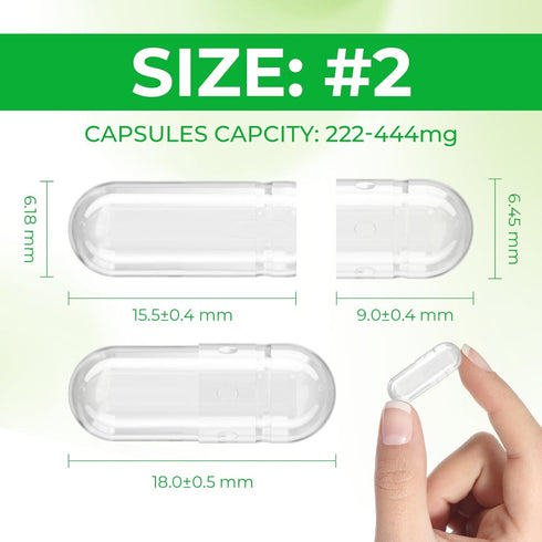 Empty Capsules Size 2 - Vegan Capsules Empty - Empty Pill Capsules (100 Count) with 2 Micro Lab Spoons for Capsule Filling Kit - Veggie Capsules Empty for DIY Your Own Supplements