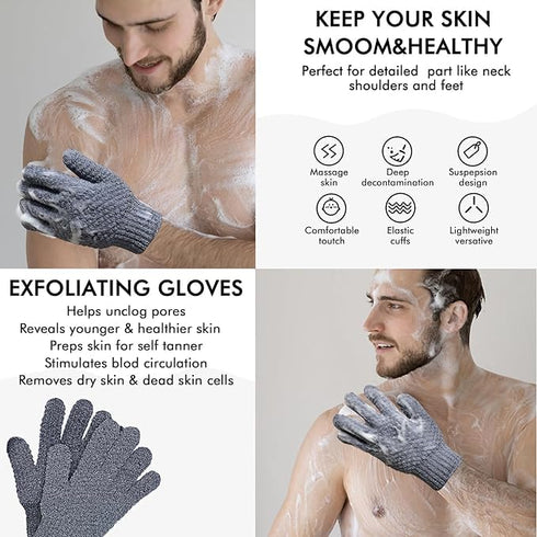 Yiclick 6Pairs Heavy Exfoliating Gloves, Body Scrub Exfoliator for Dead Skin Remover for Men and Women