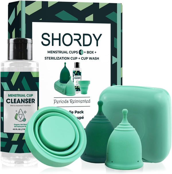 SHORDY Menstrual Cup Beginners Kit, Menstrual Cup PH Balanced Gel Cleaner Wash,