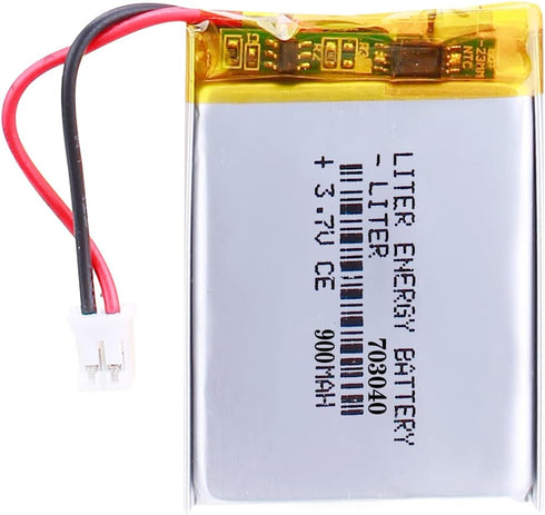 Liter Energy Battery 3.7V Lipo Battery, 900mAh Rechargeable Lithium Ion Polymer with JST Connector