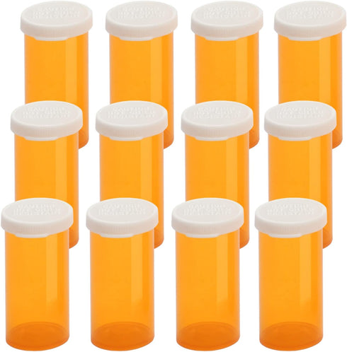 Empty Plastic Pill Bottles with Easy Open Snap Caps, Clear Containers for Prescription Medication (8 Dram, 12pcs)