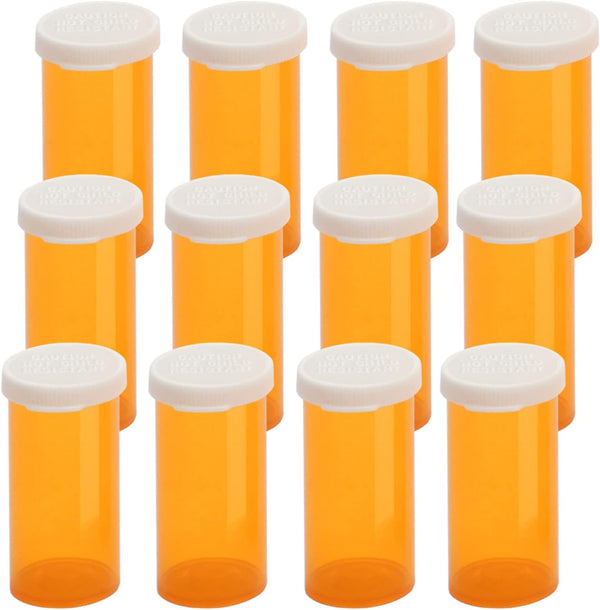 Empty Plastic Pill Bottles with Easy Open Snap Caps, Clear Containers for Prescription Medication (8 Dram, 12pcs)