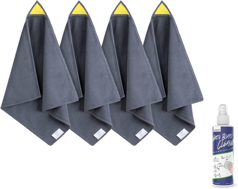 loukin 4 Pack Magnetic Whiteboard Cleaning Cloth, Reusable & Washable Dry Erase Cleaning Cloth for Classroom, Gray