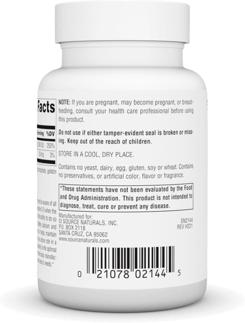 Source Naturals Vitamin D-3 2000 IU for Bone & Immune Health* - 100 Capsules