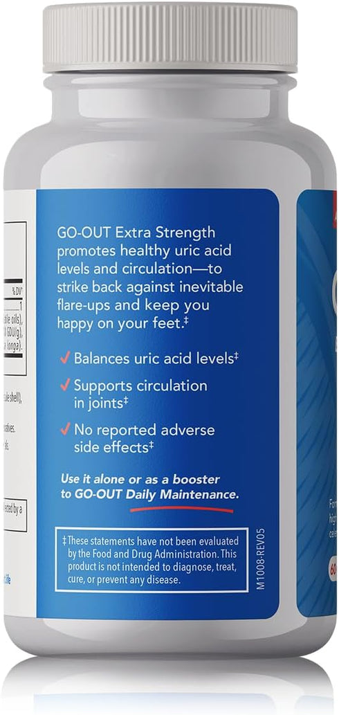 Mt. Angel Vitamins Go Out, Extra Strength Support, Uric Acid Balance, Tart Cherry, Celery Seed, Turmeric, Non-GMO,