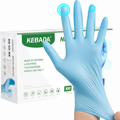Nitrile Disposable Gloves for Cleaning - Food Prep, Industrial Grade, Non-Sterile, Food Safe, Blue, 100 Count, Large