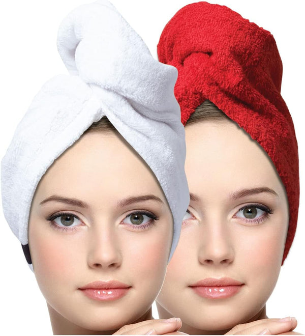 KEEPOZ Hair Towel Wrap, Quick Dry 100% Cotton Super Absorbent Turban Head Wrap for Women, Non Microfiber Anti Frizz