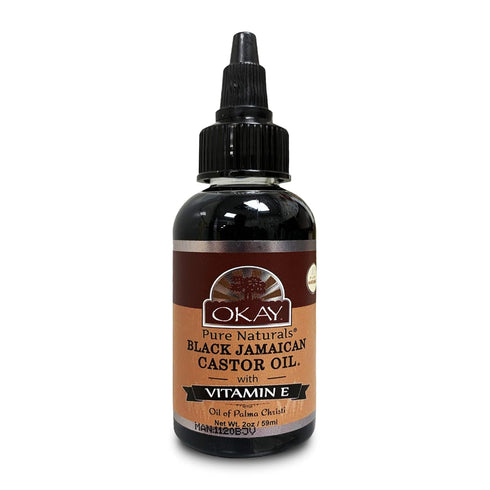 OKAY Pure Naturals Black Jamaican Castor Oil with Vitamin E & Panthenol, 2 Ounce