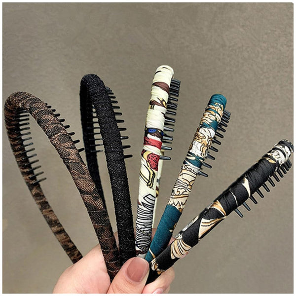 LOVEF 5 Pieces Fashion Headband for Women & Girls with Resin Plastic Teeth Comb Hair Hoop