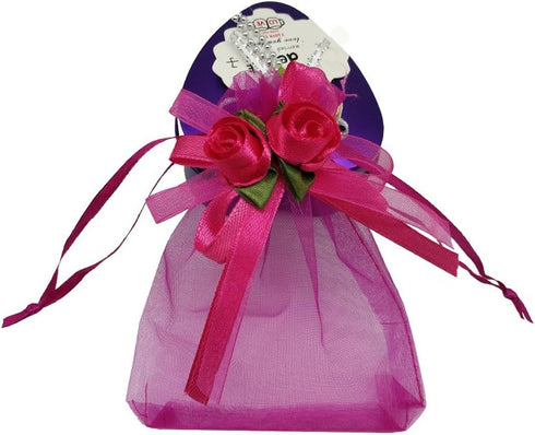 50pcs Sheer Organza Favor Bags for Wedding, 3.8x4.8'' Gift Bags with Drawstring, Hot Pink