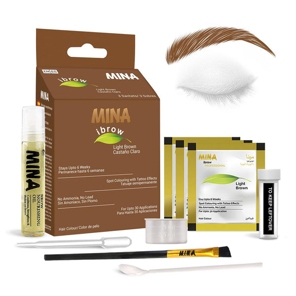 MinaiBrow Instant Hair Dye Kit Light Brown - Natural Spot Coloring Tinting Powder with Brush, 100% Grey Coverage