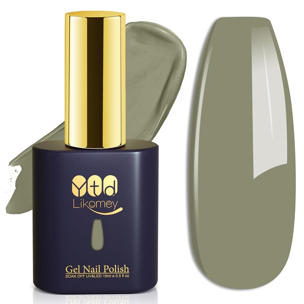 YTD Likomey Gel Nail Polish, 15ml Sage Green Soak Off UV Varnish, Spring Summer Grey Green DIY Nail Art Gel