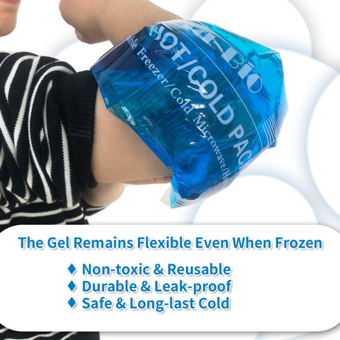 Ice Packs for Injuries Reusable Gel (2 Pack), Hot Cold Gel Ice Pack for Pain Relief, Flexible for Knee, Shoulder, Back