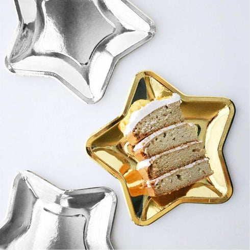 Rgontar 20 Pcs Gold Star Paper Plates, 7 Inch Disposable Pentagram Plates for Party Supplies