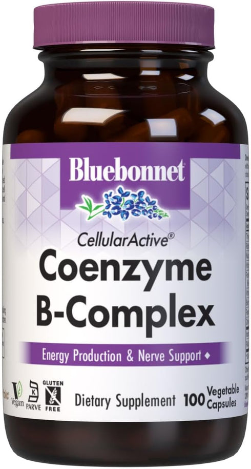 Bluebonnet Nutrition Cellular Active Coenzyme B-Complex, Vegan, Kosher Certified, Gluten-Free, 100 Vegetable Capsules,