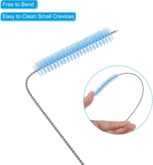 PATIKIL 10"x3/8" Long Straw Brush, 5 Pcs Nylon Cleaning Brush for Drinking Straws and Pot Spouts, Blue