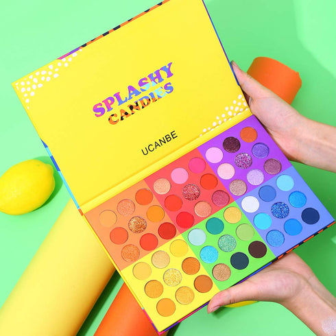 UCANBE 54 Colors Splashy Candies Eyeshadow Palette - Highly Pigmented Matte Shimmer Glitter Waterproof Long Lasting