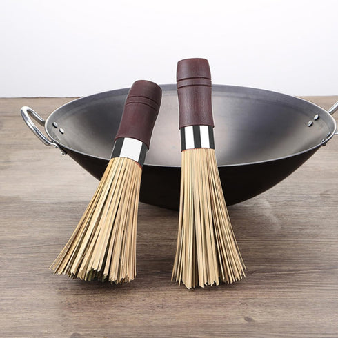 Ipetboom 2pcs Wok Brush with Handle Multi-Function Kitchen Scrub Brush for Cookware Cleaning Sturdy for Pots Pans