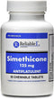 Simethicone 125mg Extra Strength Gas Relief Tablets, Peppermint Flavor, 60 Chewable Pills for Adults, Rapid Bloating