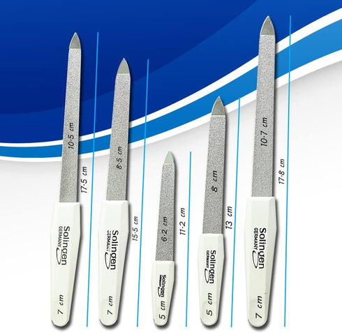 SMI 5 Pcs Solingen Germany Sapphire Metal Nail File Set, Double Sided Professional Manicure Pedicure Kit