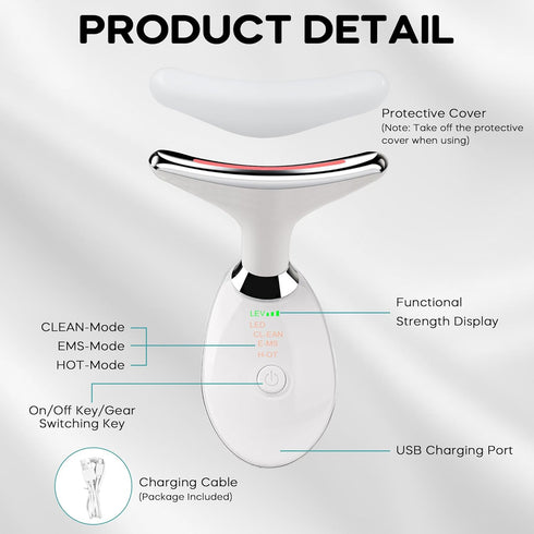 Red Light Therapy for Face - 7 Color LED Facial Light Therapy Wand for Skin Care at Home