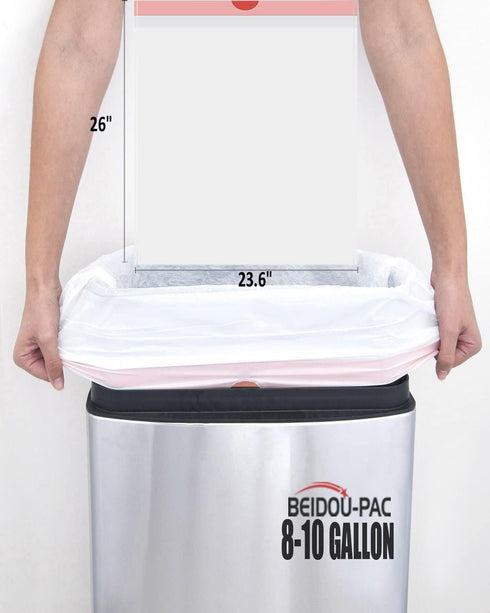Trash Bags 8-10 Gallon Drawstring, 60 Count Garbage Bags, Heavy Duty White Plastic for Kitchen, Bathroom