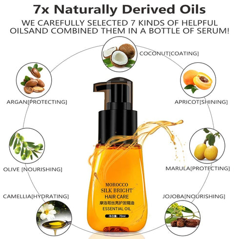 Hair Oil Serum for Frizzy Hair - Morocco Oil Silk Bright Frizz-Free Serum | Smoothing Natural Hair Care (2Pcs)