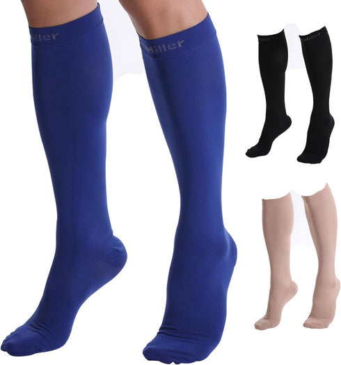 Doc Miller Compression Socks for Women and Men, 15-20mmHg Graduated Compression for Circulation and Varicose Veins
