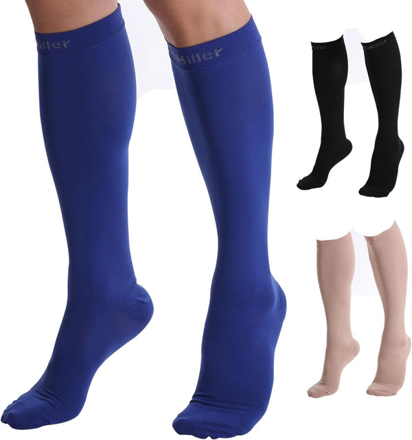 Doc Miller Compression Socks for Women and Men, 15-20mmHg Graduated Compression for Circulation and Varicose Veins