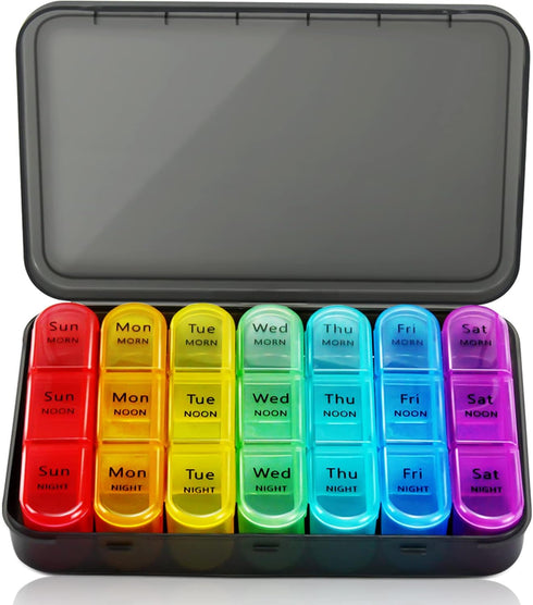 SUMMUE Weekly Pill Organizer 3 Times A Day, 7 Day Pill Box Large
