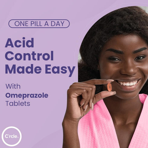 C'rcle Omeprazole 20mg Tablets 42 Ct - Heartburn Medicine, Acid Reducer for Frequent Relief, Delayed Release for Daily