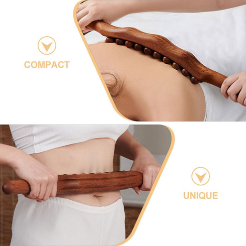 Wooden Massage Stick Self-Care Tool Compact Wood Massager for Home Travel Enhances Blood Flow Lymphatic Circulation