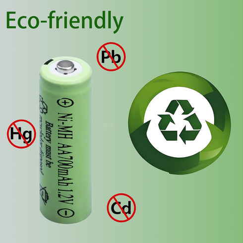 Yibatopow 8 Packs 1.2V 700mAh AA Ni-MH Rechargeable Batteries,Double A Solar Lights Battery for Outdoor String Lights