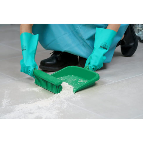 SPARTA Large Handheld Dustpan - Heavy-Duty Plastic Dustpan with Wide Lip for Countertops and Surfaces, Green