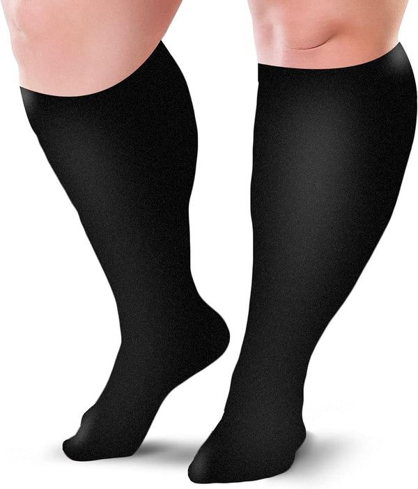 Compression Sock 20-30 mmHg for Women & Men, Wide Calf Travel, Running, Cycling Athletic, Color – Black, Size - XL