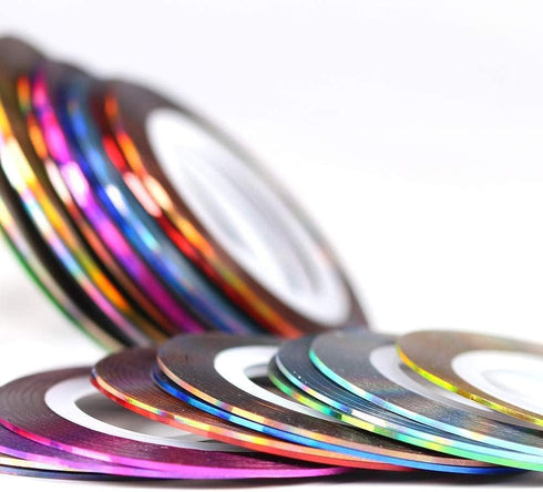 Nail Art Striping Tape Lines Kit, 36 pcs 1mm 2mm 3mm Nail Tape Strips for Design DIY, Silver Nails