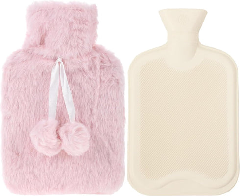 JoanofArc Hot Water Bottle with Soft Cover, Small Hot Water Bag for Menstrual