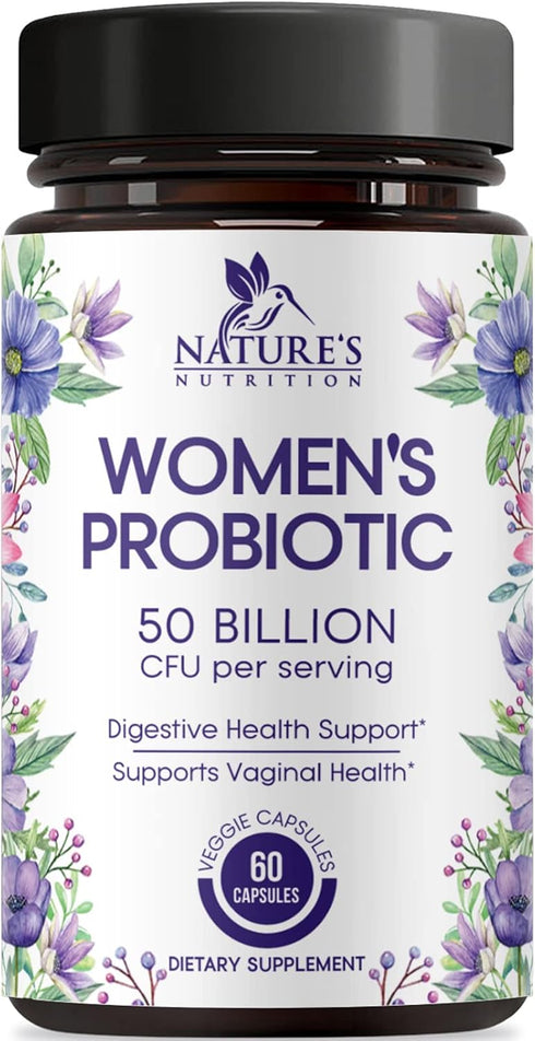 Probiotics for Women's Digestive Health, 50 Billion CFU, 60 Capsules for Feminine Health