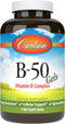 Carlson B-50 Gels, Vitamin B Complex for Energy Production, Cellular Support, Optimal Wellness, 100 Softgels