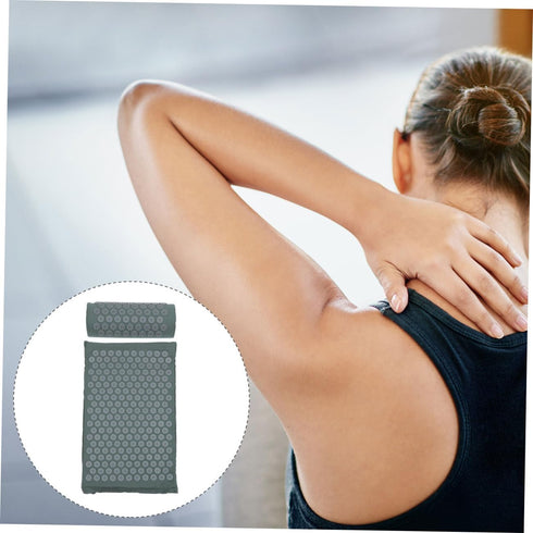 Set TEHAUX Acupressure Mat and Massage Pillow with Non-Slip Surface for Full Body Therapy, Practical Acupuncture