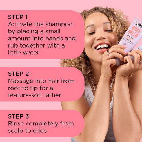 Noughty Wave Hello Curl Defining Shampoo, 97% Natural, Sulphate-Free Vegan Haircare, 250ml